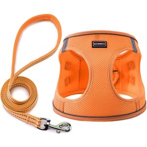 Dog Harness with Leash Set, No Pull Adjustable Reflective Step-in Puppy Pet Vest Harnesses for Small Medium Large Dogs and Cats,Orange Small