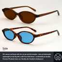 Retro Oval Sunglasses for Women Small Oval 90s Sunnies Trendy Narrow Cat Eye Vintage Shades 2 Pack