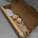 Zeerobee Wood Curtain Rods for Windows 48 to 84, 1 Inch Heavy Duty Drapery Rods with Imitation Wood Grain Leaf Pattern Finials, Indoor/Outdoor Modern Curtain Pole, 32"-86", Brown