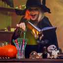 Funrous 20 Pcs Witch Favors Broom Pink and Green Pens Bulk Princess Ballpoint Pencils for Christmas Holiday Birthday Shower Music Themed Supplies Decorations Gifts