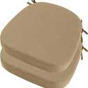 idee-home Outdoor Chair Cushions Set of 2, 19" x 19" x 3" Thick Patio Furniture Outdoor Seat Cushions Waterproof with Ties, Dining Pads (Antique Beige)