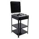 Boko Gas Stove Portable Stove 4 Burner with Support Leg Stand and Wind Blocking Cover,Stainless Steel Propane Gas Cooker,Adapter Manual Ignition Camping Stove for Home RV Indoor Outdoor (Black)