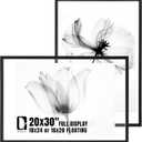 DLQuarts 20x30 Floating Picture Frame for 18x24/16x20/13x19/12x18 Photos, 2-Pack Solid Wood Double Plexiglass Wall Art Frames, Any Size Photo up to 20x30 Display, Matte Black