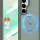 Magnetic Case for Samsung Galaxy S25 with Screen Protector [Compatible with MagSafe Wireless Charging] [Dual Layer Military-Grade Protection] Heavy Duty Rugged Shockproof Protection Cover, Green