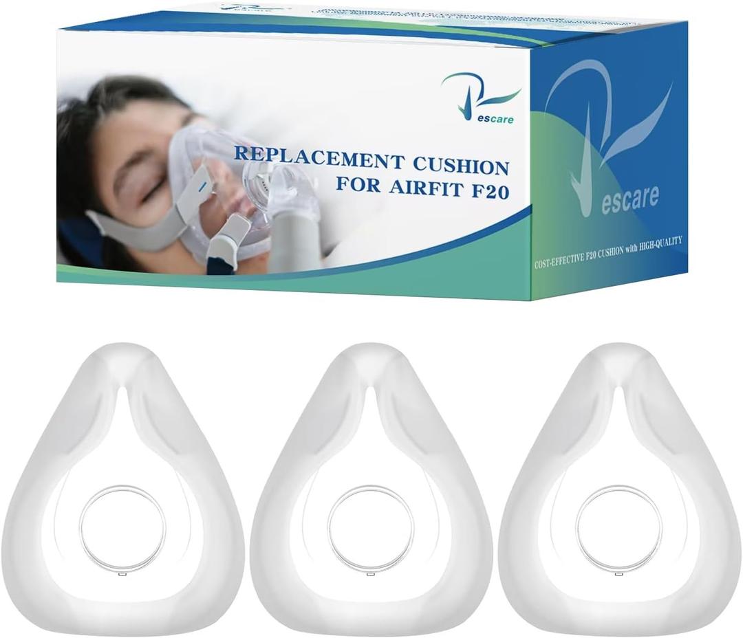 Rescare Airfit F20 Replacement Cushion Large - 3 Packs Compatible with Original F20 Frame, Ultra-Soft & Durable Seal, Reliable & Comfortable
