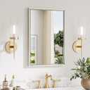 Keonjinn 16 x 24 Inch Brushed Nickel Bathroom Mirrors for Over Sink, Beveled Rectangle Framed Mirrors for Wall, Small Bathroom Vanity Mirror, Tempered Glass, Farmhouse Style