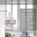 Bamboo Light Fixtures Chandelier Bamboo Wooden Pendant Light with Blue Fabric Lantern Lampshade Kitchen Island Decoration Chandelier Bamboo Wicker Light for Dinging Room, Farmhouse, 40*43cm