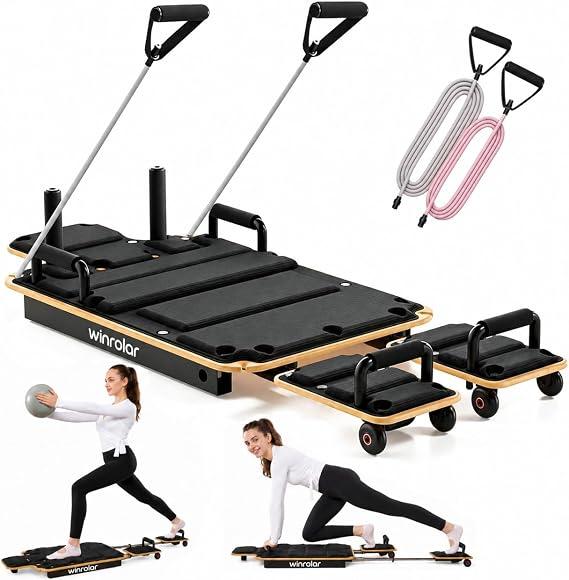 Wooden Pilates Reformer Machine, Pilates Board with Ball & Bands