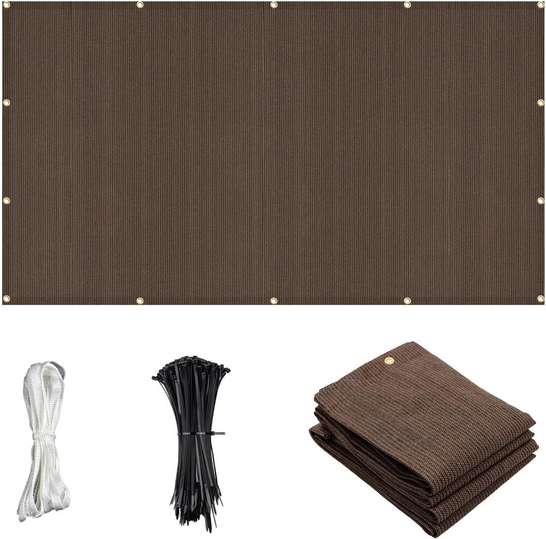 Cool Area Sun Shade Cloth with Grommets 3/4/6/8/10/12/16/20 FT Shade Panel Shade Tarp Screen Fabic for Outdoor Patio Pergola Cover Deck Garden, 6x10 FT, Brown