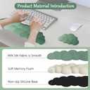 Green Cloud Mouse Pad and Keyboard Wrist Rest 4PCS Extended Forest Mountain Aesthetic Large Desk Mat Pad Set Memory Foam Non-Slip Cute Ergonomic Gaming Mouse Pad Wrist Support for Computer Home Office