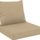 All Smiles Outdoor Chair Cushions for Patio Furniture Set of 24x24 Inch for Deep Seat Waterproof Fade Resistant Replacement Cushions with Removable Cover for Seat Yard Garden DeckTaupe