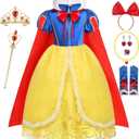 Latocos Girls Princess Dresses Costume Kids Toddler Princess Dress Up Clothes Cape Crown Headband Halloween Cosplay Gift (100(2-3T))