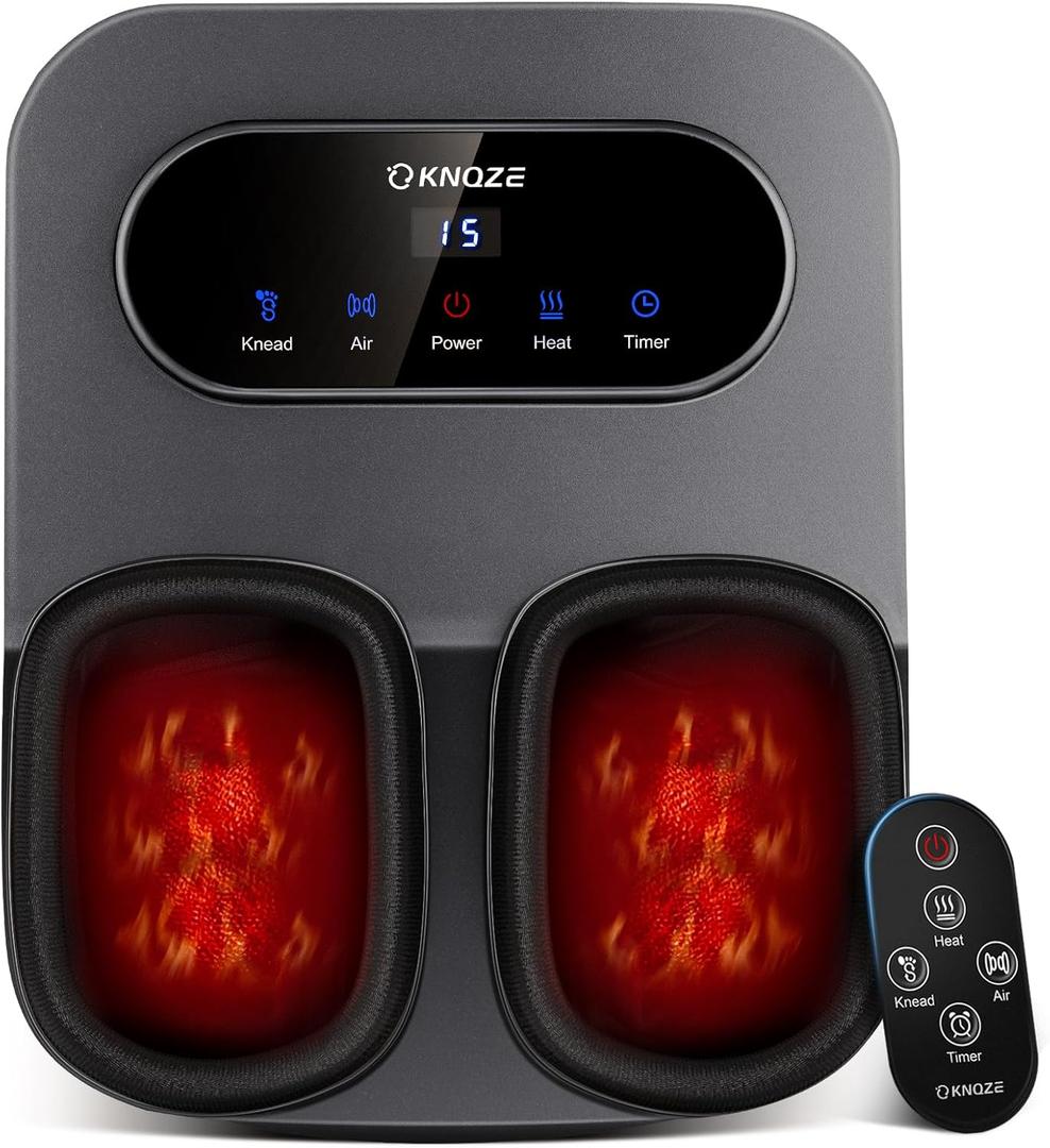 Foot Massager with Heat and Remote, Shiatsu Deep Kneading Feet Massager for Plantar Fasciitis & Neuropathy, Foot Warmer, Gifts for Mom Women Men Dad, Fits Up to Men Size 12(Gray)