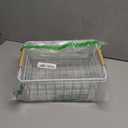 Metal White Wire Basket,Food Storage Organizer with Wooden Handles, pantry organizers and storage for Organizing Kitchen Cabinets potato onion, 2 Packs