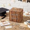 Bucherry 2026 Graduation Card Box Holder Class of 2026 Rustic Wooden Card Box with Slot for Congrats Grad Party Decorations Supplies (Brown, 8.66 Inches)