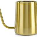 Watering Can Indoor Plants, 35 oz/1000 ml Metal Stainless Steel Watering Can Pot with Long Spout for Indoor House Plants Bonsai Outdoor Garden Flower Decorative (Gold)