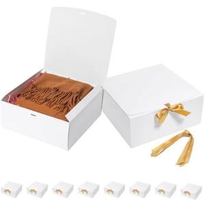 Mcfleet Large Gift Boxes with Lids 12x12x5 Inches 8 Pack Bridesmaid Proposal Boxes White Extra Deep Gift Box for Presents, Craft Boxes for Christmas, Wedding, Graduation, Holiday, Birthday Gift