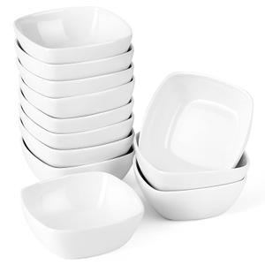 MALACASA 5 oz Porcelain Dip Bowls Set, 10 Pack Small Ramekins, Dipping Sauce Dishes, Stackable Tiny Ramekins for Pudding, Souffle, Brulee, Dessert, Snack, Charcuterie Boards accessories, Oven Safe
