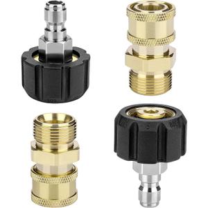 Pressure Washer Adapter Set, 1 Pair M22 (M22-14MM) 1/4'' Quick Connect, Pressure Washer Quick Connect, it's fitting 1/4inch nozzle or spray gun, Washer Hose, not fit 3/8inch, 5000 PSI