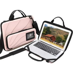 Laptop Case Hard Shell Laptop Bag for Men Women with Shoulder Strap (13-14 inch laptop case, Pink)