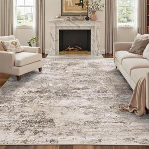 6x9 Area Rugs Living Room Rugs - Washable Abstract Soft Thin Large Rug Indoor Floor No Slip Rug Carpet for Bedroom Washable Rugs Home Decor, Brown