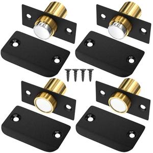 Magnetic Door Catch Internal Door Jiayi 4 Pack Ball Door Catch Adjustable Ball Door Magnet Latch, Black Roller Catch Top Door Hardware for Hidden Pantry Door Cupboard Closet Door Closing