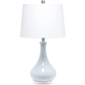 Elegant Designs LT3312-LTB Ceramic Genie Tear Drop Shaped Glossy Table Lamp, Light Blue