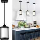 Black Pendant Lights Kitchen Island, 1-Light Modern Mini Hanging Light Fixtures with Milk Glass, Farmhouse Kitchen Pendant Lighting Over Island for Sink Dining Room, OS-3014-1PBKW
