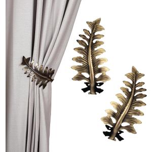 SUQ I OME 1 Pair New European Leaf Curtain Tiebacks Curtain Holdbacks Decorative Wall Hooks Hanger for Drapes Linen Holder Window Treatment Hardware, Bronze