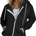 Dokotoo Women's Full Zip Up Hoodie Long Sleeve Hooded Sweatshirts Pockets Jacket Coat for Women S