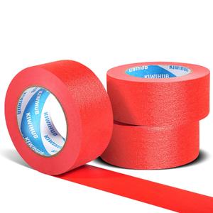 KIWIHUB Red Painters Tape,2 inch x 60 Yards x 3 Rolls (180 Yards Total) - Medium Adhesive Masking Tape for Painting,Labeling,DIY Crafting,Decoration and School Projects