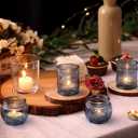19 Pcs Blue Vintage Candle Holders - Bulk Glass Holders for Party & Wedding Decoration