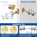 AEEKEL 10 Pack Privacy Door Knob, Brushed Nickel Door Knobs Interior Keyless Door Locks for Bedrooms, Bathroom Door Knob for Left/Right Handle Doors