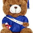 Graduation Bears 2025 Plush Stuffed Animal Bear with Gown Cap Tassel Set Cute Brown Graduate Gifts Stuffed Animal Doll Plush Toy for Graduation Party Supplies(13.8 Inch,Royal Blue)