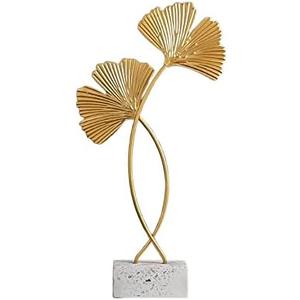 Leadigol Golden Ginkgo Leaves Figurines Statue, Leaf Shape Sculpture Desktop Decor Nordic Office Living Room Ornaments Home Decoration(AL)