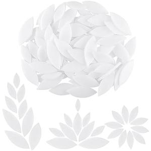 Yoption 40 Pieces Petal Mosaic Tiles, Hand-Cut Stained Glass Flower Leaves Tiles for Art Craft and Home Decorations (White)