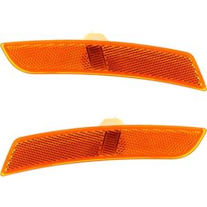 Front Right Passenger & Left Driver Side Pair Bumper Reflector Signal Marker Light Replacement Set For 2014-2019 Cadillac CTS Sedan, ATS 2016-2024 Chevy Camaro Orange Plastic Lens GM2550200 GM2551200