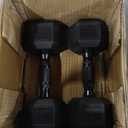 CAP Barbell 150 LB Rubber Coated Hex Dumbbell Hand Weight Set with Vertical Storage Rack | Black Handle