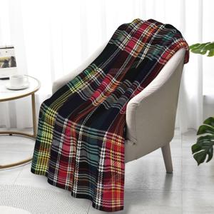 Twin Blanket for Bed 32X48 Inch Fuzzy Fluffy Soft Cozy Throw Blanket Colorful Plaid Pattern Blankets for Couch Bed Sofa (W4)