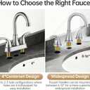 Bathroom Faucet 3 Holes, 8 Inch Widespread Faucet 2 Handle Bathroom Sink Faucets Lead-Free Brushed Nickel Bath Sink Faucets with Pop-up Drain Stopper and Supply Hoses