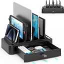 KDD Vertical Laptop Stand with Drawer - 7-in-1 Space-Saving Laptop Holder with Gravity Locking Fits MacBook, Dell, HP, Chromebook, Surface Pro, Tablet, Cell Phone, Switch, Keyboard Desktop Organizer