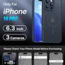 Magnetic for iPhone 16 Pro Case,Upgraded [Full Camera Protection][Compatible with Magsafe][Military Grade Protection]Shockproof Slim Translucent Matte Phone Case for iPhone 16 Pro,Midnight Blue