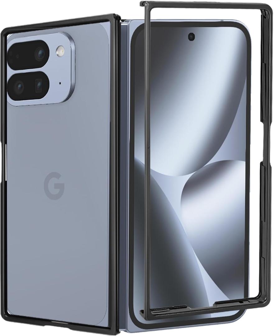 for Google Pixel 10 Pro Fold Bumper Case Compatible with Pixelsnap, Metal Aluminum Frameless Fast Heat Dissipation, 4 Corner Shockproof Protection Phone Cover Case for Pixel 10 Pro Fold (Black)