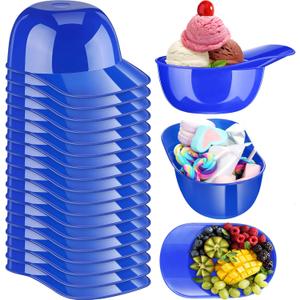 Baderke Baseball Helmet Ice Cream Snack Bowl 8 oz Mini Baseball Cap Bowls Kids Helmet Chip Ice Cream Sundae Plastic Cups for Birthday Party Supplies(Dark Blue,18 Pack)