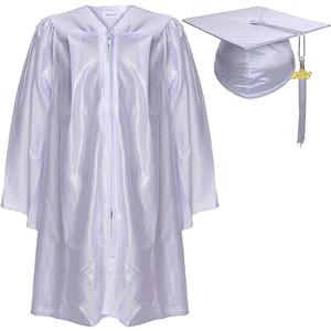 Newrara Unisex Shiny Kindergarten Graduation Gown Cap with Tassel Size 30", White