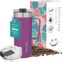 Life's Easy 20oz Stainless Steel Mug w/Handle - Double Wall Insulated Travel Tumbler w/Flip Lid - Leak Proof Tumbler-Thermal Cup for Coffee, Tea & More - Keep Hot & Cold Drinks (Purple, 20 oz)