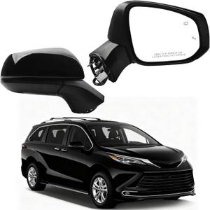Dasbecan Passenger Side Mirror Compatible With 2021-2025 Toyota Sienna w/Manual Folding, Power Heated Glass, Blind Spot Right Mirror Black Replace#8791508040 TO1321426 (6Pins)