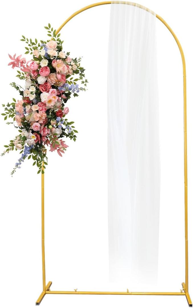6.6 FT Metal Arch Backdrop Stand, Wedding Arch Backdrop Stand for Ceremony, Gold Wedding Balloon Arch Stand, Reusable Arch Frame Wedding for Birthday Party, Baby Shower and Ceremony Decoration