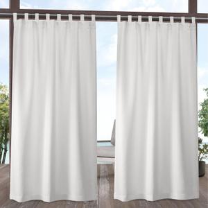Exclusive Home Cabana Solid Indoor/Outdoor Light Filtering Hook-and-Loop Tab Top Curtain Panel Pair, 54"x108", Vanilla