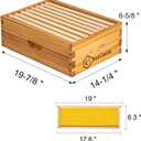 BeeCastle 8 Frame Medium Super Bee Hive Box, Langstroth Honey Bee Hive Dipped in 100% Beeswax Include Beehive Frames and Wax Foundations (Unassembled)